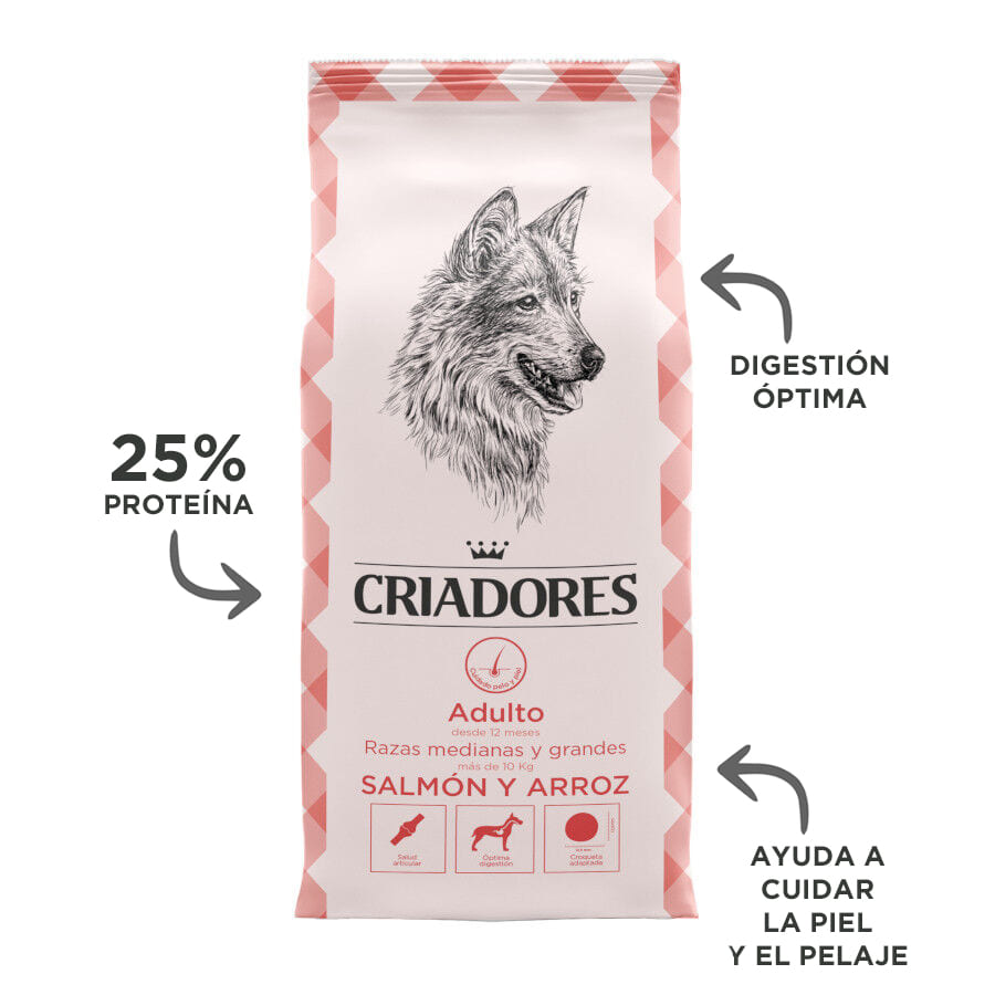 Criadores Adulto Salmão e Arroz ração para cães de porte médio e grande - Image 4